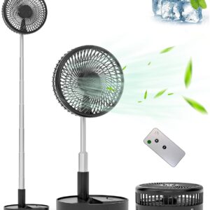 Ventilador de pie oscilante portátil, recargable, funciona con pilas, USB