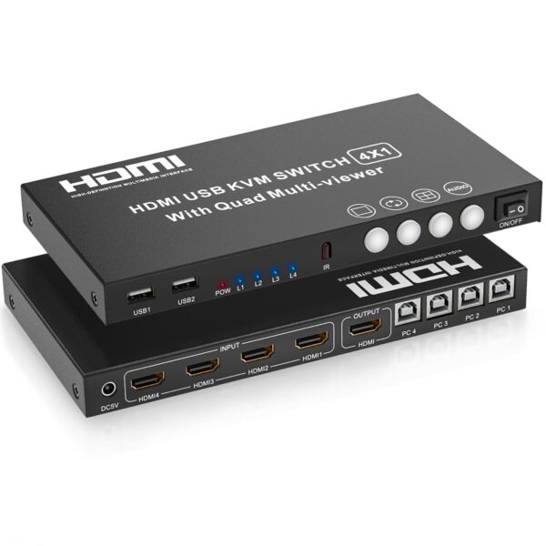 Conmutador multivisor HDMI de 4 puertos