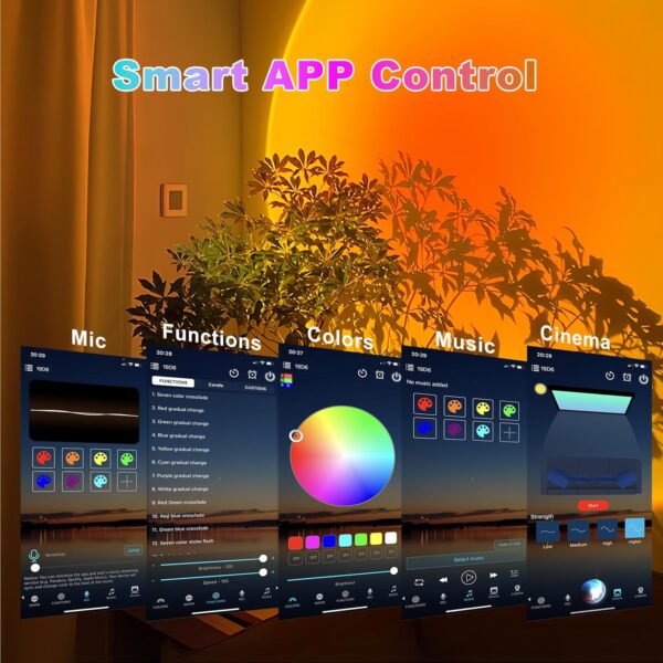 Proyector de lámpara de atardecer con aplicación y control de botones - Image 6