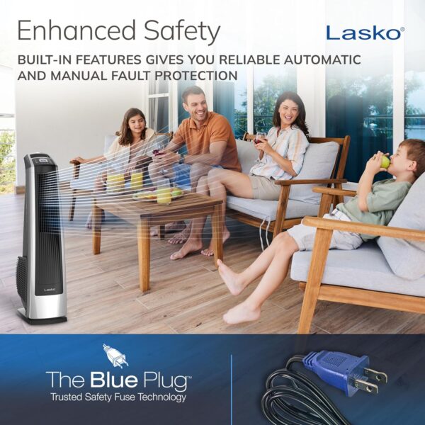 Ventilador de torre oscilante de alta velocidad Lasko para dormitorio - Image 7