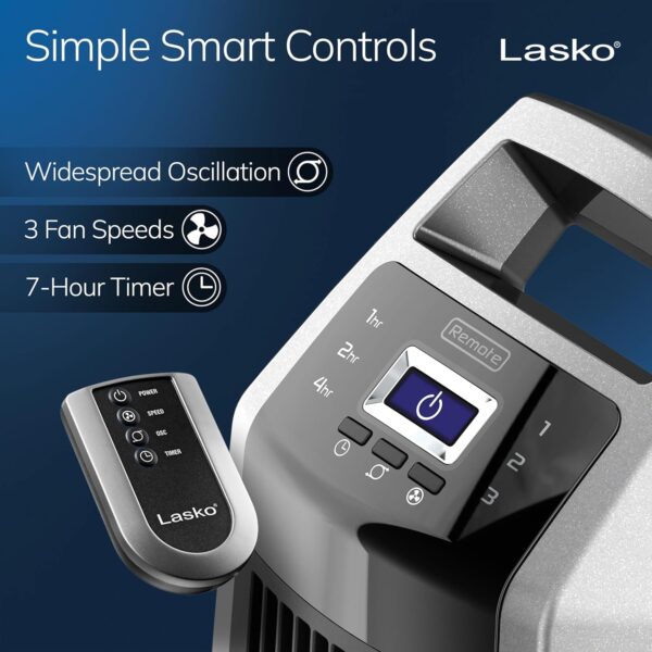 Ventilador de torre oscilante de alta velocidad Lasko para dormitorio - Image 4