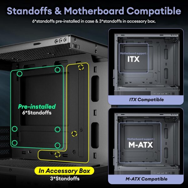 Aqua 3, funda Micro ATX, funda de PC MATX con ventilador ARGB de 3 pines de 4.724 in preinstalado - Image 8