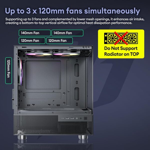 Aqua 3, funda Micro ATX, funda de PC MATX con ventilador ARGB de 3 pines de 4.724 in preinstalado - Image 12
