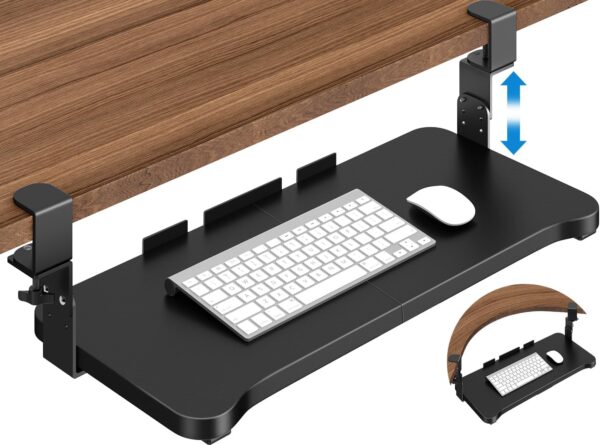 Bandeja de teclado Kayfia (debajo del escritorio) – Altura ajustable y abrazadera 45° - Image 9