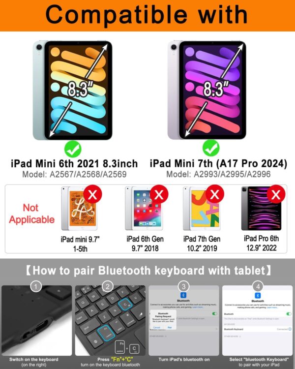 Funda con teclado trackpad para iPad mini 7ª (A17 Pro, 2024)/6ª generación de 8.3 pulgadas - Image 6