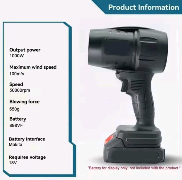 Potente soplador de aire eléctrico inalámbrico, ventilador Turbo - Image 6